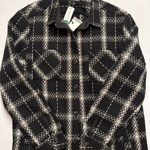 Black and White Plaid Button-Up Shacket